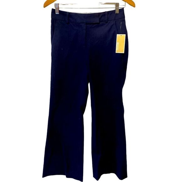 Michael Kora navy stretchy 95% cotton 5% elastain pockets belt loops flair - Picture 1 of 5